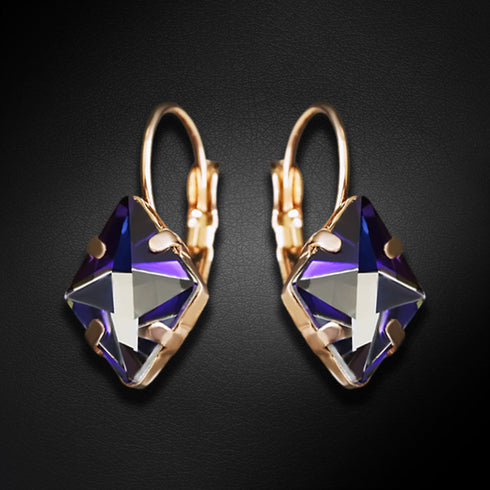 Auskarai "Kristalo rombas III (Bermudų mėlyna)" su Swarovski™ kristalais